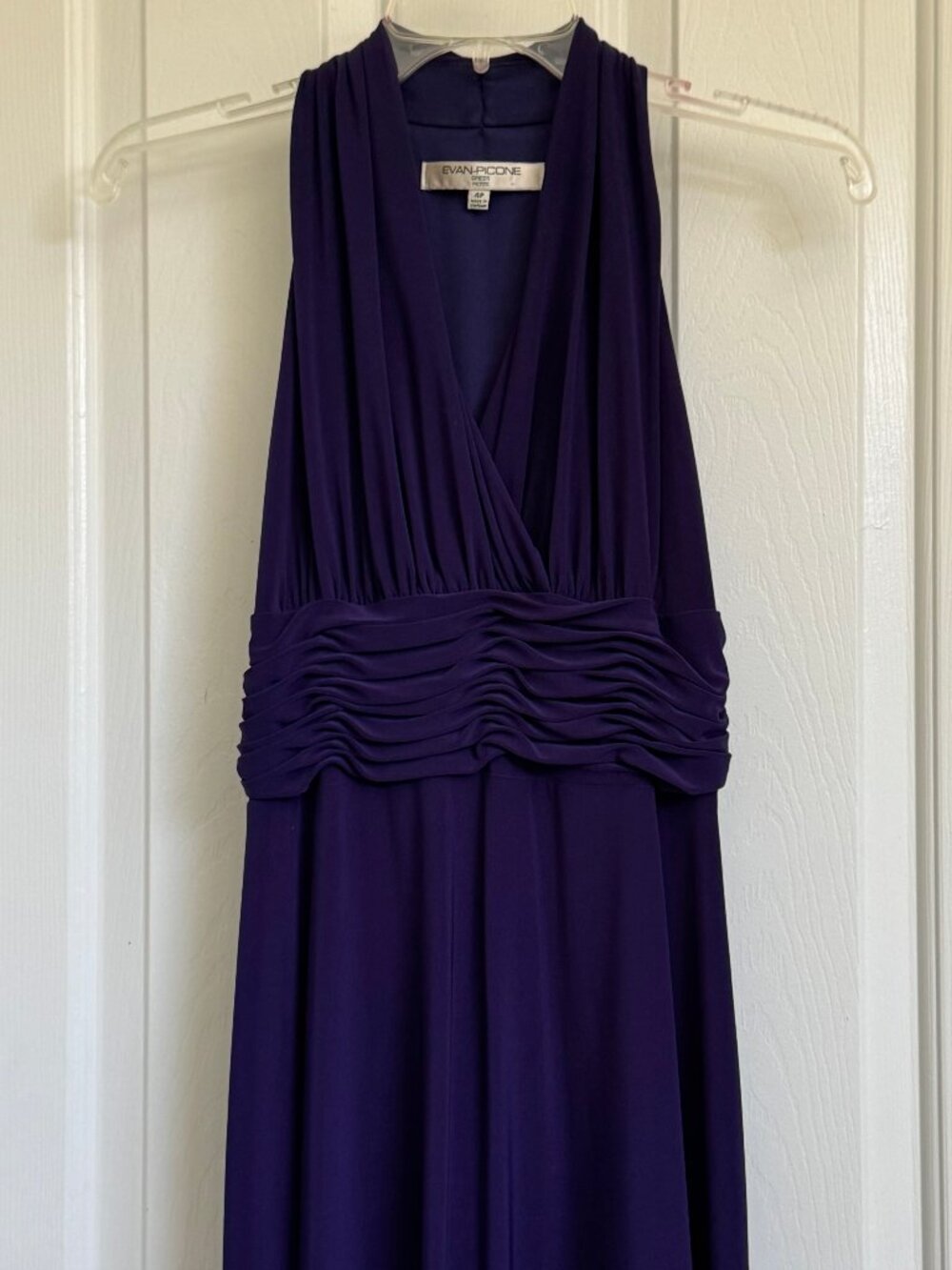 Evan Picone Royal Purple Ruched Halter Dressy Special Occasion Dress Sz 4P NWOT